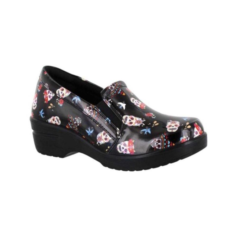 EASY WORKS BY EASY STREET Womens Black Orthotic InLeeza Slip On Clogs 6.5 WW